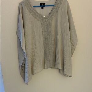 JM Collection Light Gray Poncho Blouse